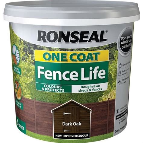 ronseal one coat fence life dark oak.